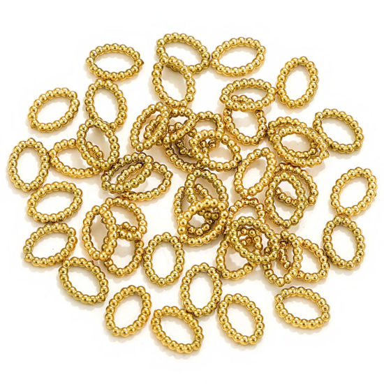 Picture of 5 PCs 1.1mm 304 Stainless Steel Closed Soldered Jump Rings Findings Oval 18K Gold Plated 7mm x 5mm