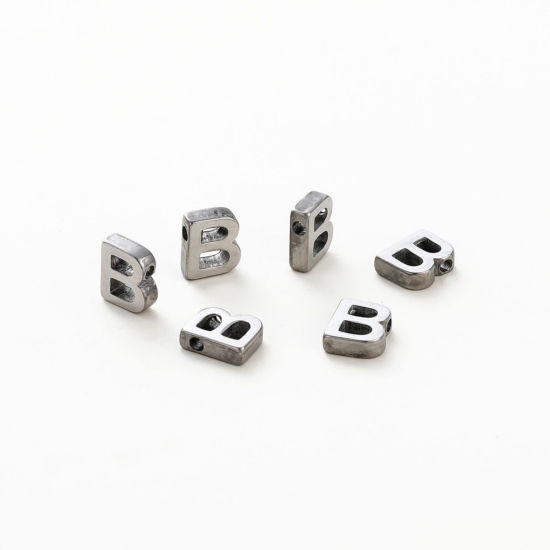 Изображение 5 ШТ 304 Нержавеющая Сталь Мини Подвески Серебряный Тон Заглавная буква Сообщение“ B ” Ролик Полировка 9.5мм x 8мм