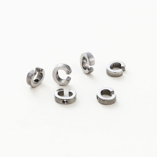 Изображение 5 ШТ 304 Нержавеющая Сталь Мини Подвески Серебряный Тон Заглавная буква Сообщение“ C ” Ролик Полировка 9.5мм x 8мм