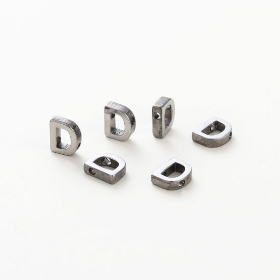 Изображение 5 ШТ 304 Нержавеющая Сталь Мини Подвески Серебряный Тон Заглавная буква Сообщение“ D ” Ролик Полировка 10мм x