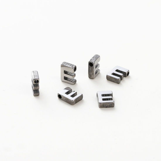 Изображение 5 ШТ 304 Нержавеющая Сталь Мини Подвески Серебряный Тон Заглавная буква Сообщение“ E ” Ролик Полировка 9мм x 7мм