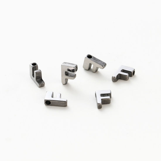 Изображение 5 ШТ 304 Нержавеющая Сталь Мини Подвески Серебряный Тон Заглавная буква Сообщение“ F ” Ролик Полировка 9.5мм x 6мм