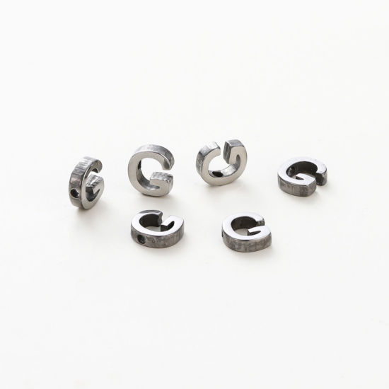 Изображение 5 ШТ 304 Нержавеющая Сталь Мини Подвески Серебряный Тон Заглавная буква Сообщение“ G ” Ролик Полировка 10мм x 9мм