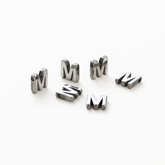 Изображение 5 ШТ 304 Нержавеющая Сталь Мини Подвески Серебряный Тон Заглавная буква Сообщение“ M ” Ролик Полировка 9.5мм x 9мм