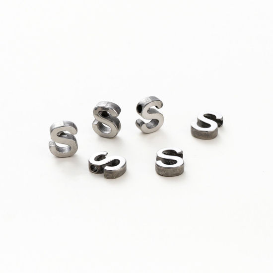 Изображение 5 ШТ 304 Нержавеющая Сталь Мини Подвески Серебряный Тон Заглавная буква Сообщение“ S ” Ролик Полировка 9.5мм x 7мм