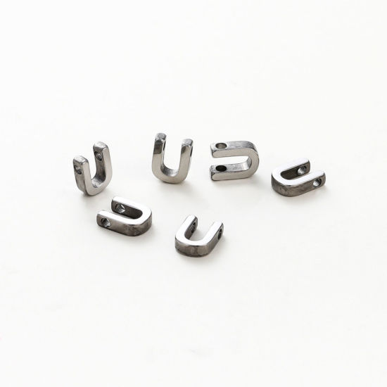 Изображение 5 ШТ 304 Нержавеющая Сталь Мини Подвески Серебряный Тон Заглавная буква Сообщение“ K ” Ролик Полировка 10мм x 7мм