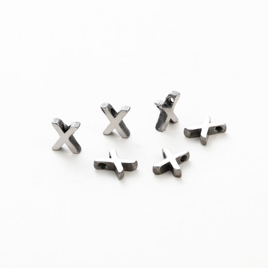 Изображение 5 ШТ 304 Нержавеющая Сталь Мини Подвески Серебряный Тон Заглавная буква Сообщение“ K ” Ролик Полировка 10мм x 8мм