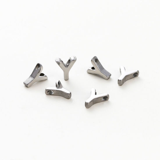 Изображение 5 ШТ 304 Нержавеющая Сталь Мини Подвески Серебряный Тон Заглавная буква Сообщение“ Y ” Ролик Полировка 9.5мм x 8мм