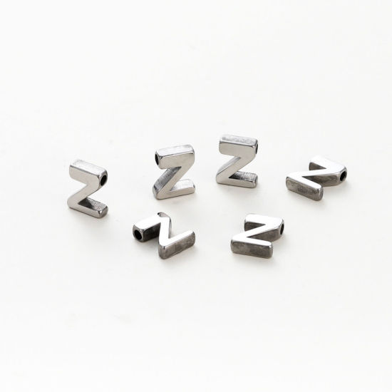 Изображение 5 ШТ 304 Нержавеющая Сталь Мини Подвески Серебряный Тон Заглавная буква Сообщение“ Z ” Ролик Полировка 9.5мм x 7.5мм