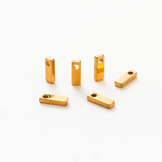 Immagine di 5 Pz Placcatura Sottovuoto 304 Acciaio Inossidabile Mini Ciondoli Placcato Oro 18K Lettera Maiuscola Messaggio " I " Brunitura a Rulli 10mm x 2mm