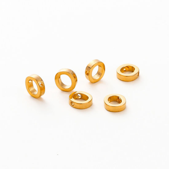 Immagine di 5 Pz Placcatura Sottovuoto 304 Acciaio Inossidabile Mini Ciondoli Placcato Oro 18K Lettera Maiuscola Messaggio " O " Brunitura a Rulli 10mm x 9mm