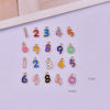 Picture of 50 PCs Zinc Based Alloy Charms Gold Plated Multicolor At Random Mixed Number Message " 0-9 " Enamel 13mm