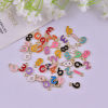 Picture of 50 PCs Zinc Based Alloy Charms Gold Plated Multicolor At Random Mixed Number Message " 0-9 " Enamel 13mm