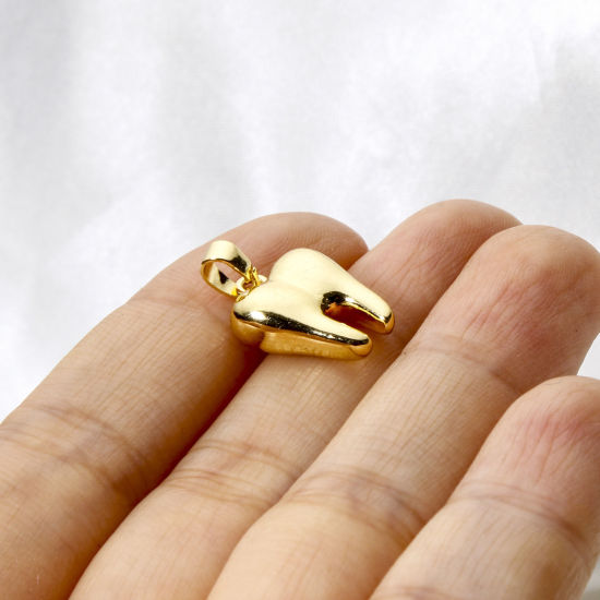 Picture of 2 PCs Brass Anatomy Jewerly Charm Pendant 18K Real Gold Plated Tooth 3D 19mm x 12mm