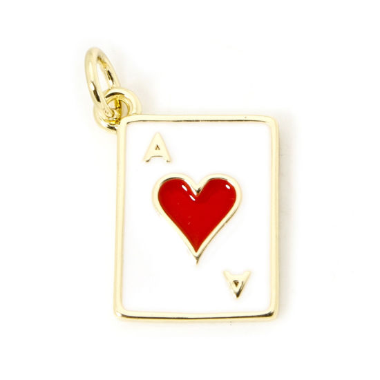 Изображение 1 Piece Eco-friendly Brass Charms 18K Real Gold Plated Rectangle Poker Enamel 19mm x 12mm