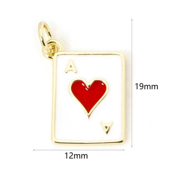 Изображение 1 Piece Eco-friendly Brass Charms 18K Real Gold Plated Rectangle Poker Enamel 19mm x 12mm