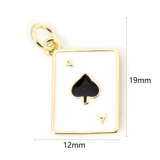 Изображение 1 Piece Eco-friendly Brass Charms 18K Real Gold Plated Rectangle Poker Enamel 19mm x 12mm