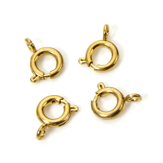 Picture of 5 PCs Eco-friendly 304 Stainless Steel Spring Ring Clasps Round 18K Gold Plated 8mm x 6mm