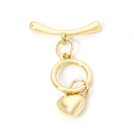 Picture of Brass Toggle Clasps Round Heart Multicolor