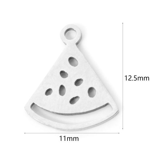 Image de 3 Pcs Breloques en 304 Acier Inoxydable Pasthèque Argent Mat Creux 12.5mm x 11mm