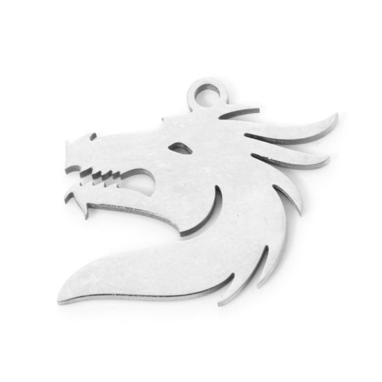 Picture of 3 PCs 304 Stainless Steel Charms Silver Tone Dragon 17.5mm x 15mm