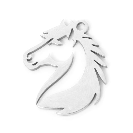 Picture of 3 PCs 304 Stainless Steel Charms Silver Tone Zebra 18mm x 15mm