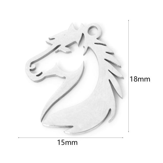 Picture of 3 PCs 304 Stainless Steel Charms Silver Tone Zebra 18mm x 15mm