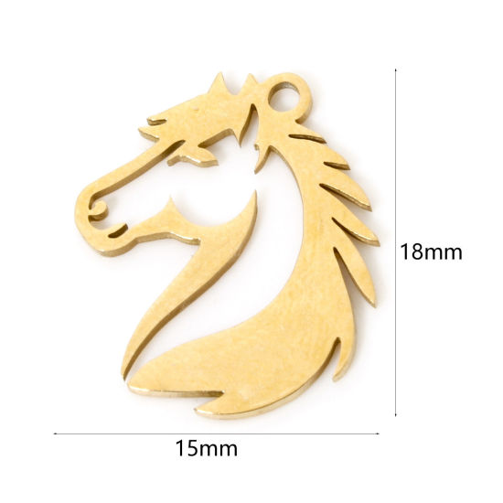 Picture of 3 PCs Vacuum Plating 304 Stainless Steel Charms 18K Gold Plated Zebra 18mm x 15mm