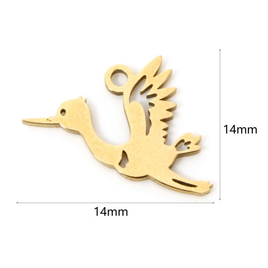 Picture of 3 PCs Vacuum Plating 304 Stainless Steel Charms 18K Gold Plated Dragon 14mm x 14mm