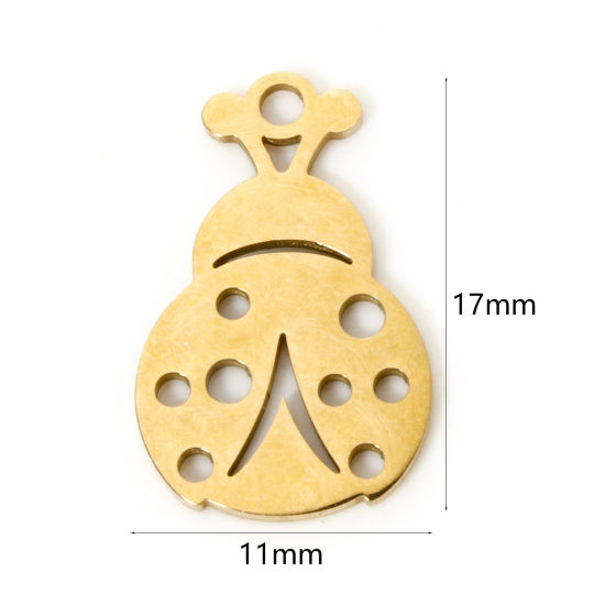 Picture of 3 PCs Vacuum Plating 304 Stainless Steel Charms 18K Gold Plated Dragon 17mm x 11mm