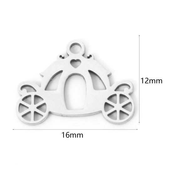 Изображение 3 PCs 304 Stainless Steel Charms Silver Tone Pumpkin Carriage Hollow 16mm x 12mm