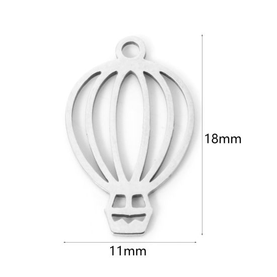 Изображение 3 PCs 304 Stainless Steel Charms Silver Tone Fire Balloon Hollow 18mm x 11mm