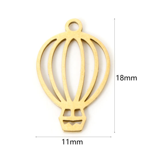 Изображение 3 PCs Vacuum Plating 304 Stainless Steel Charms 18K Gold Plated Fire Balloon Hollow 18mm x 11mm