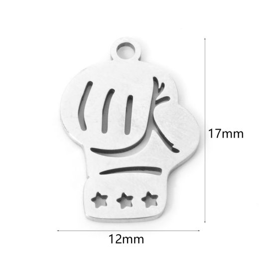 Image de 3 PCs 304 Stainless Steel Charms Silver Tone Christmas Gloves Hollow 17mm x 12mm