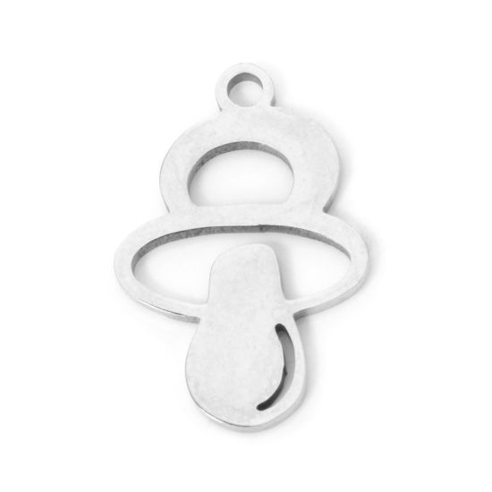 Изображение 3 PCs 304 Stainless Steel Charms Silver Tone Pacifier Hollow 17mm x 11mm