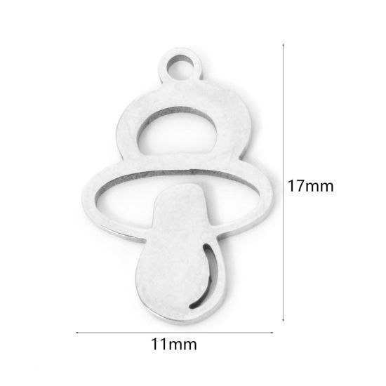 Изображение 3 PCs 304 Stainless Steel Charms Silver Tone Pacifier Hollow 17mm x 11mm