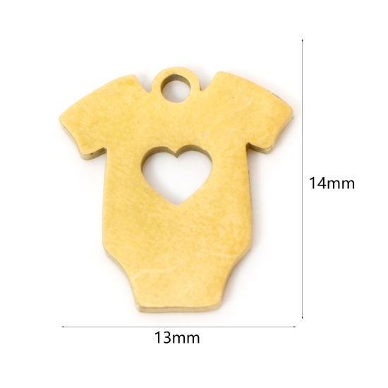 Изображение 3 PCs Vacuum Plating 304 Stainless Steel Charms 18K Gold Plated Clothes Hollow 14mm x 13mm