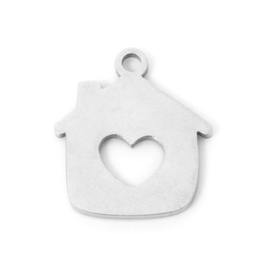 Изображение 3 PCs 304 Stainless Steel Charms Silver Tone House Hollow 14mm x 12mm