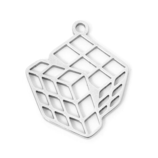 Изображение 3 PCs 304 Stainless Steel Charms Silver Tone Rubik's Cube/ Magic Cube Hollow 20mm x 17mm