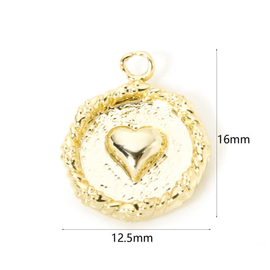 Image de 2 PCs Brass Poker/ Paper Card/ Game Card Charms 18K Gold Plated Round Poker 16mm x 12.5mm