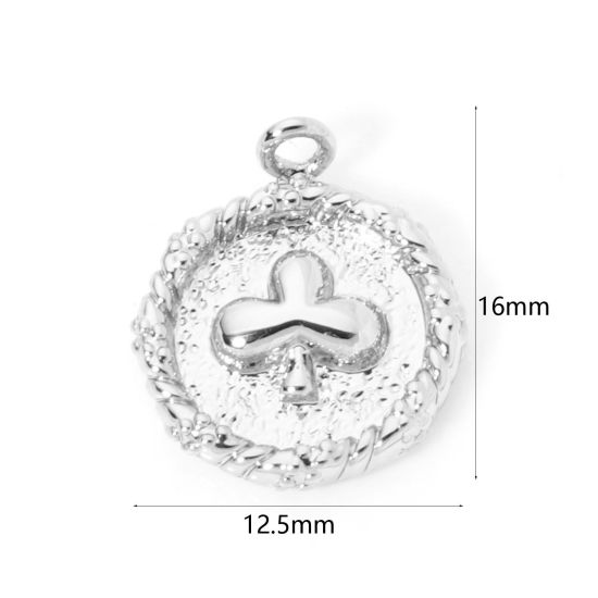 Image de 2 PCs Brass Poker/ Paper Card/ Game Card Charms Platinum Plated Round Poker 16mm x 12.5mm