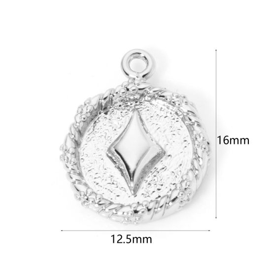 Image de 2 PCs Brass Poker/ Paper Card/ Game Card Charms Platinum Plated Round Poker 16mm x 12.5mm