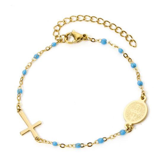 Bild von 1 Piece 304 Stainless Steel Bracelets Cross Virgin Mary