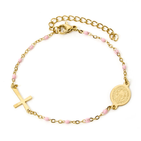 Bild von 1 Piece 304 Stainless Steel Bracelets Cross Virgin Mary