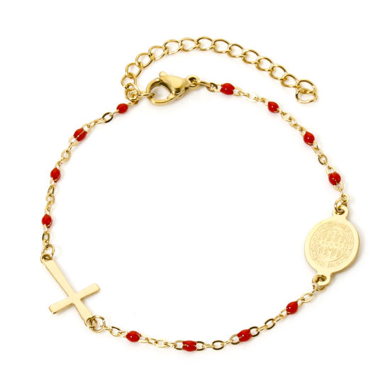 Bild von 1 Piece 304 Stainless Steel Bracelets Cross Virgin Mary