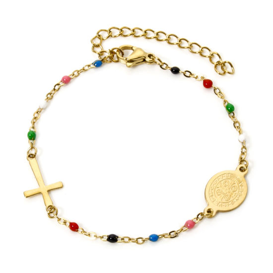 Bild von 1 Piece 304 Stainless Steel Bracelets Cross Virgin Mary