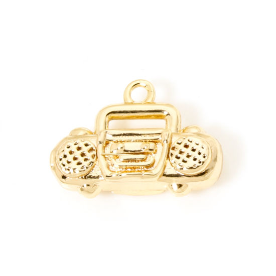 Bild von 2 PCs Eco-friendly Brass Music Charms 18K Real Gold Plated Radio 3D 15mm x 11mm