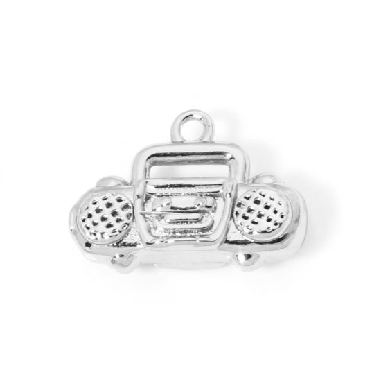 Bild von 2 PCs Eco-friendly Brass Music Charms Real Platinum Plated Radio 3D 15mm x 11mm