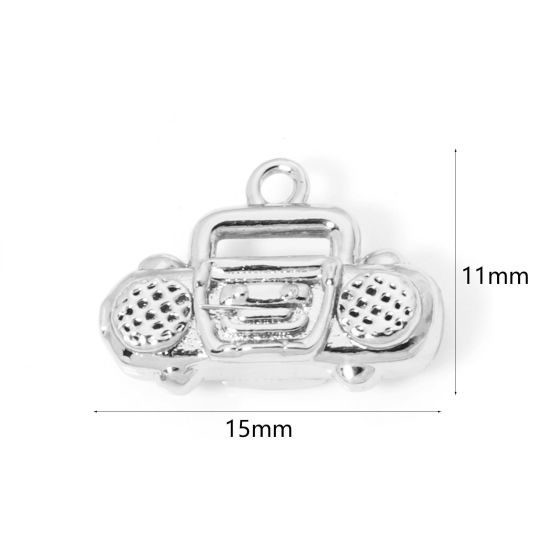 Bild von 2 PCs Eco-friendly Brass Music Charms Real Platinum Plated Radio 3D 15mm x 11mm