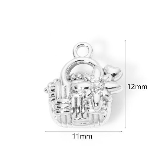 Bild von 2 PCs Eco-friendly Brass Clothes Real Platinum Plated Bag 3D 12mm x 11mm